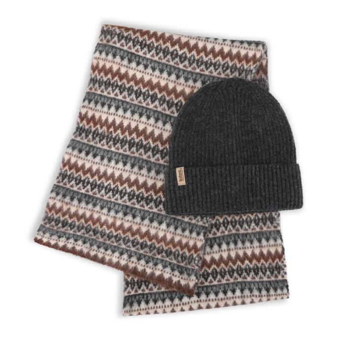 totes toasties® Mens Hat &amp; Scarf Gift Set Brown / Beige