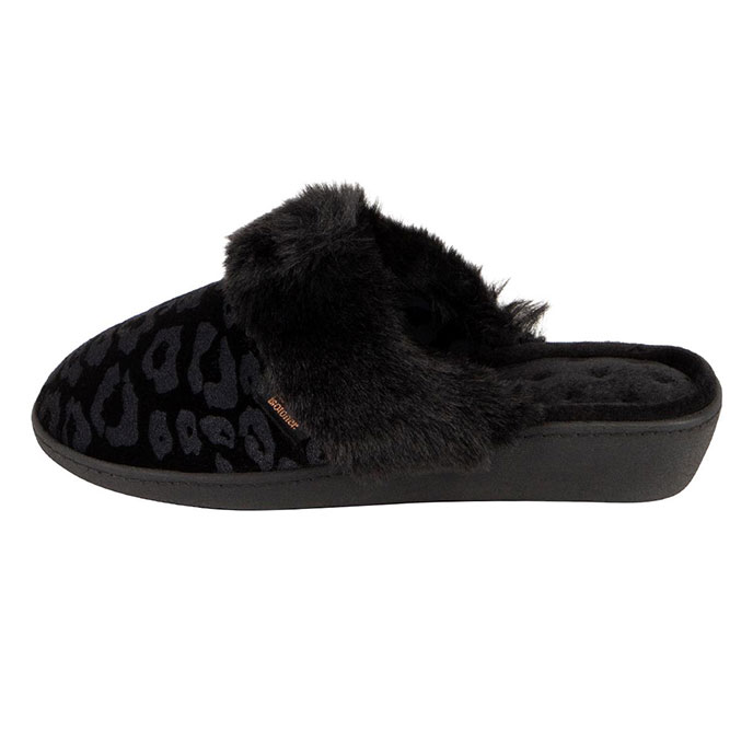 Isotoner Ladies Velour Heeled Mule Slipper