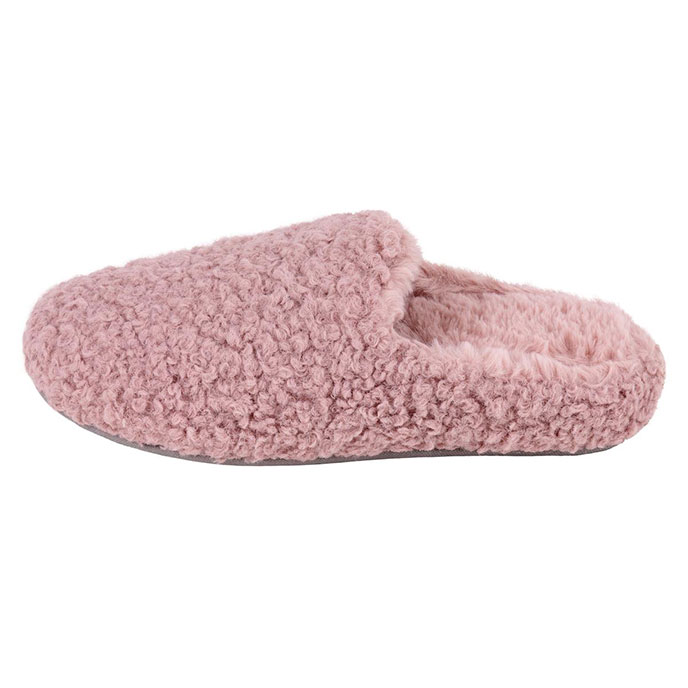 pink fluffy mule slippers