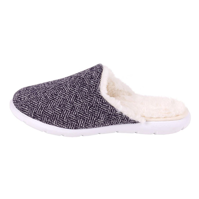 Isotoner Ladies iso-flex Herringbone Mule Slipper Navy