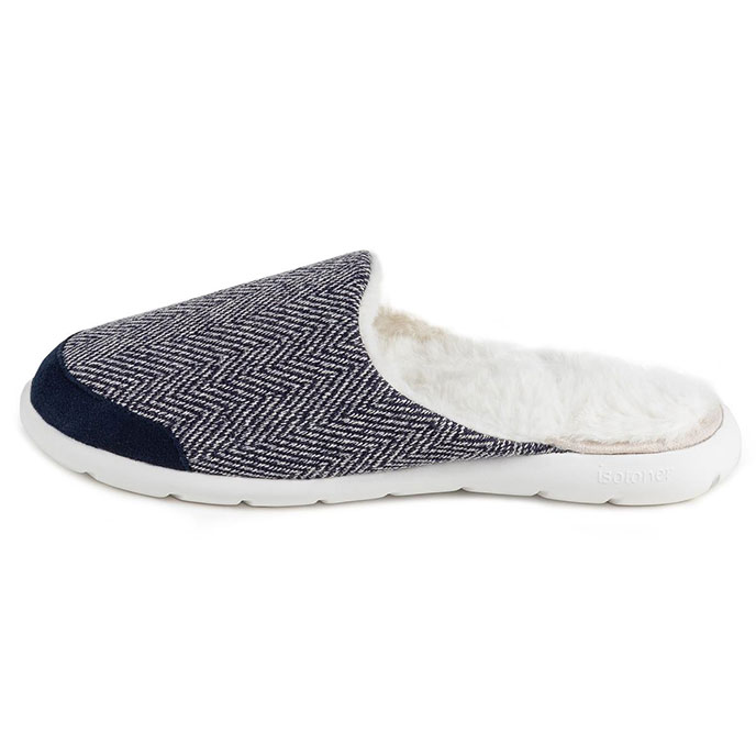 Isotoner Ladies Iso-Flex Herringbone Mule Slipper Navy