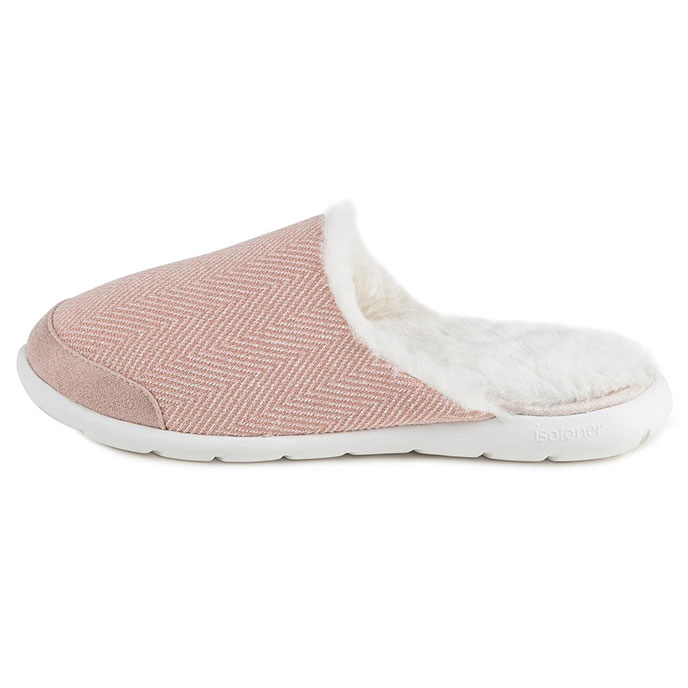 Isotoner Ladies iso-Flex Herringbone Mule Slipper Pink