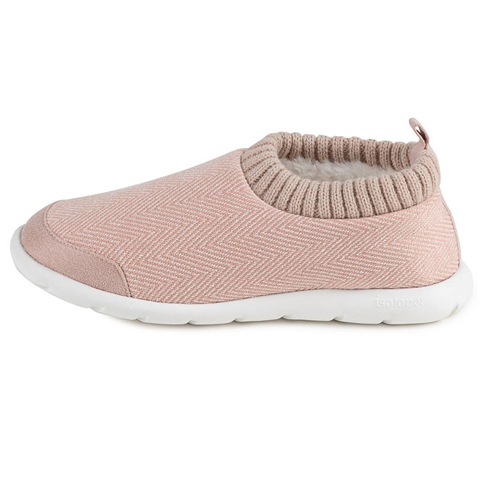 Isotoner Ladies Iso- Flex Herringbone Bootie Slipper Pink