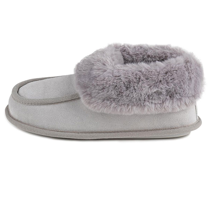 Isotoner Ladies Real Suede Moccasin Bootie Grey