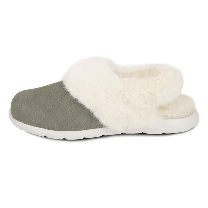 Isotoner Ladies Iso-Flex Real Suede Slingback Slipper Grey