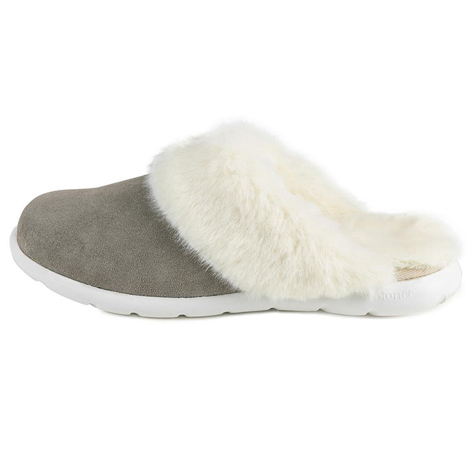 Isotoner Ladies Iso-Flex Real Suede Mule Slipper Grey