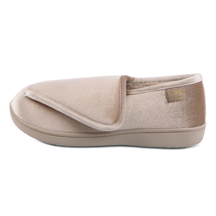 Isotoner Ladies Sparkle Velour Closed Back Slipper With Velcro Opening