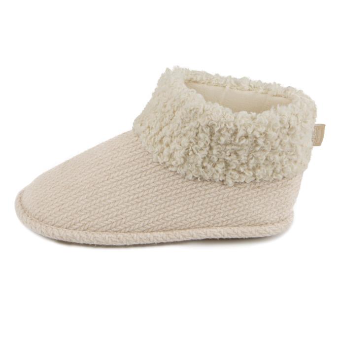 Isotoner Ladies Cable Boot Slipper Cream