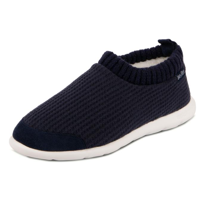 Isotoner Ladies Iso-Flex Waffle Bootie Slipper Navy