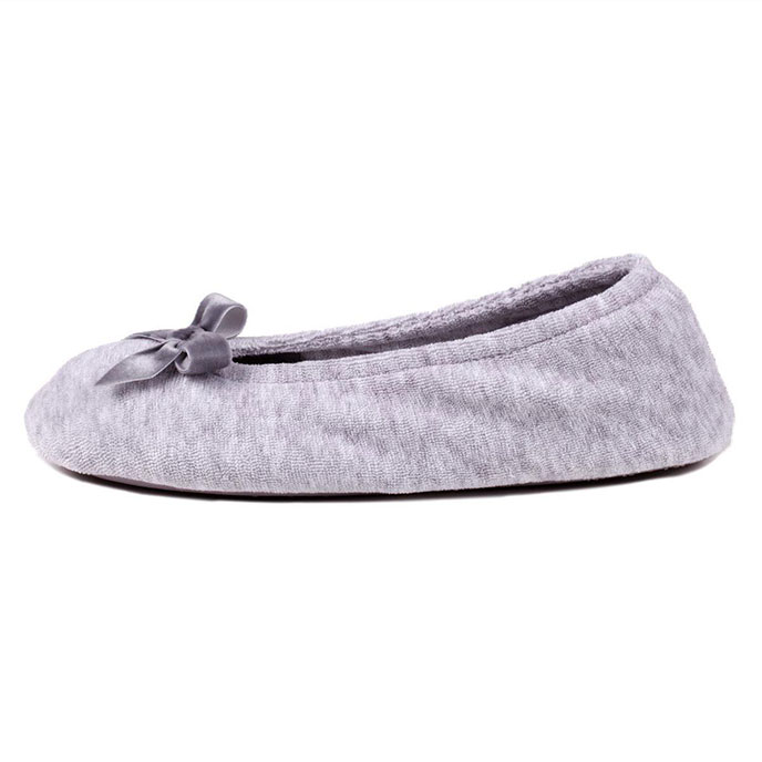 Isotoner&#174; Ladies Terry Ballerina Slippers Grey
