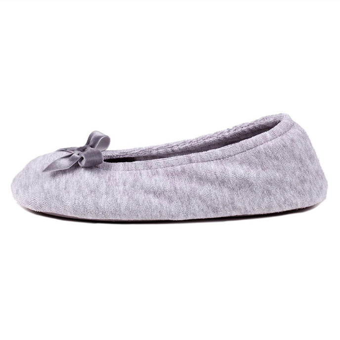 Isotoner Ladies Terry Ballerina Slippers Grey