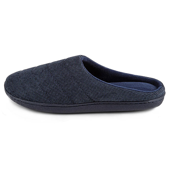 Isotoner Mens Textured Cord Stitched Mule Slipper Navy