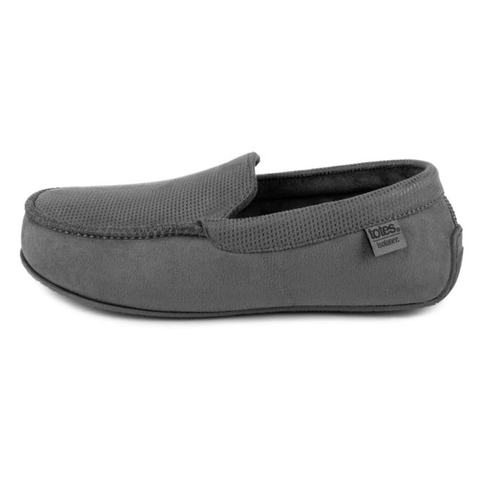 Isotoner&#174; Mens Square Patterned Smart Moccasin Slipper Grey