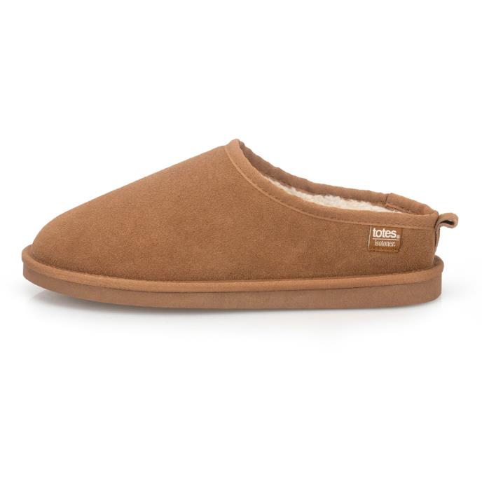 Isotoner® Mens Borg Lined Suede Mule Slipper Tan