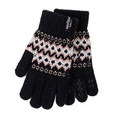 totes Ladies Stretch Knitted Smartouch Gloves Navy Fair Isle