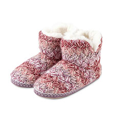totes Ladies Chunky Knit Bootie Slipper