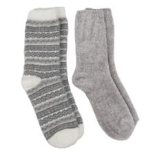 totes Ladies Fair Isle Chenille Bed Socks (Twin Pack) Grey