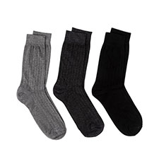 totes Mens Italian Cotton Rich Ankle Socks  (Triple Pack) Black / Grey