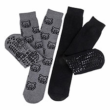 totes toasties Mens Original Slipper Sock (Twin Pack) Geo/Bear