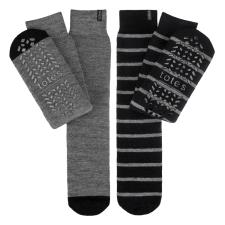totes toasties® Mens Thermal Brushed Original Slipper Socks (Twin Pack) Grey / Black Stripe