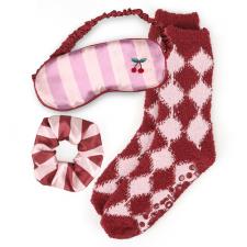 totes Cosy Socks, Scrunchie &amp; Eye Mask Gift Set Red / Pink