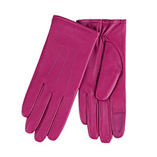 Isotoner Ladies Waterproof 3 Point Leather Gloves Raspberry