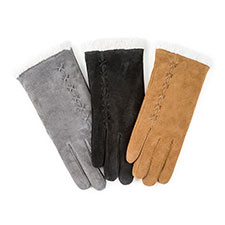 Isotoner Ladies Suede Gloves with Sherpa Cuff