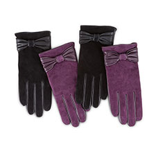 Isotoner Ladies Luxury Suede and Leather Gloves with Bow