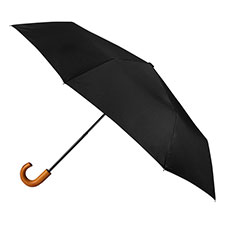 totes ECO-BRELLA&#174; Classic Wood Crook Umbrella Black (3 Section)