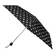 totes ECO-BRELLA&#174; Auto Open/Close B&amp;W Stitched Dots Print Umbrella (3 Section)