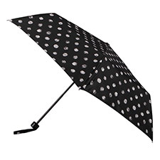 totes ECO-BRELLA&#174; Supermini B&amp;W Stitched Dots Umbrella