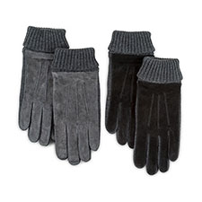 Isotoner Mens Smartouch Suede and Knit Gloves