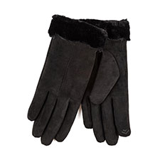 Isotoner&#174; Ladies One Point Faux Suede SmarTouch&#174; Glove with Faux Fur Cuff Detail Black