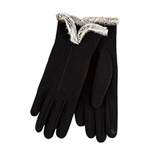 Isotoner Ladies Thermal Smartouch Glove With Tipped Fur Cuff Black