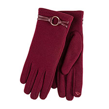 Isotoner Ladies Thermal Smartouch Glove with PU Trim and Ring Detail Burgundy