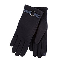 Isotoner Ladies Thermal Smartouch Glove with PU Trim and Ring Detail Navy
