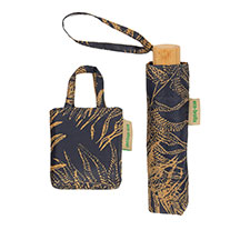 totes ECO-BRELLA&#174; Supermini Fern Leaves Print Umbrella &amp; Matching Shopping Bag 