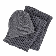 totes Mens Chunky Knitted Hat and Scarf Set Charcoal