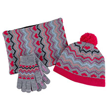 totes Girls Knitted Hat, Glove and Snood Set Pink Mix