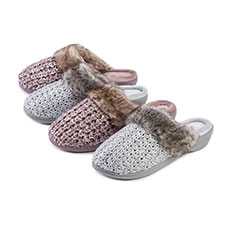 Isotoner Ladies Sparkle Knit Mule Slippers