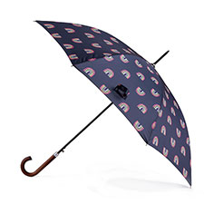 totes Auto Walker Wood Handle Rainbow Print Umbrella 