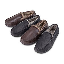 Isotoner Mens Distressed Moccasin Slippers
