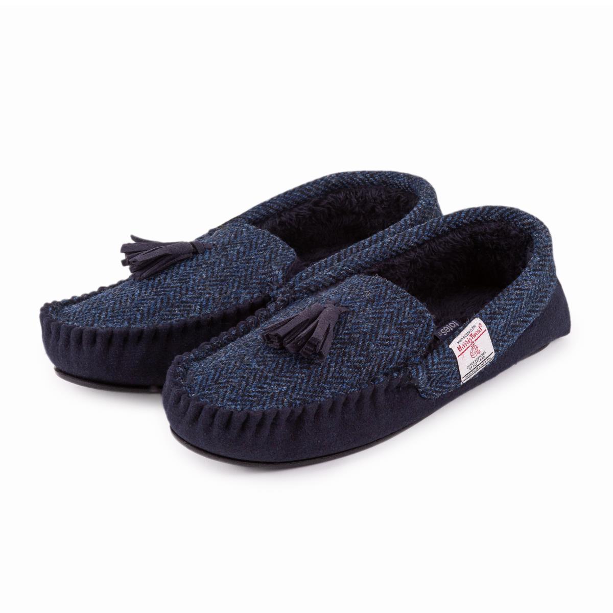 harris tweed moccasin slippers