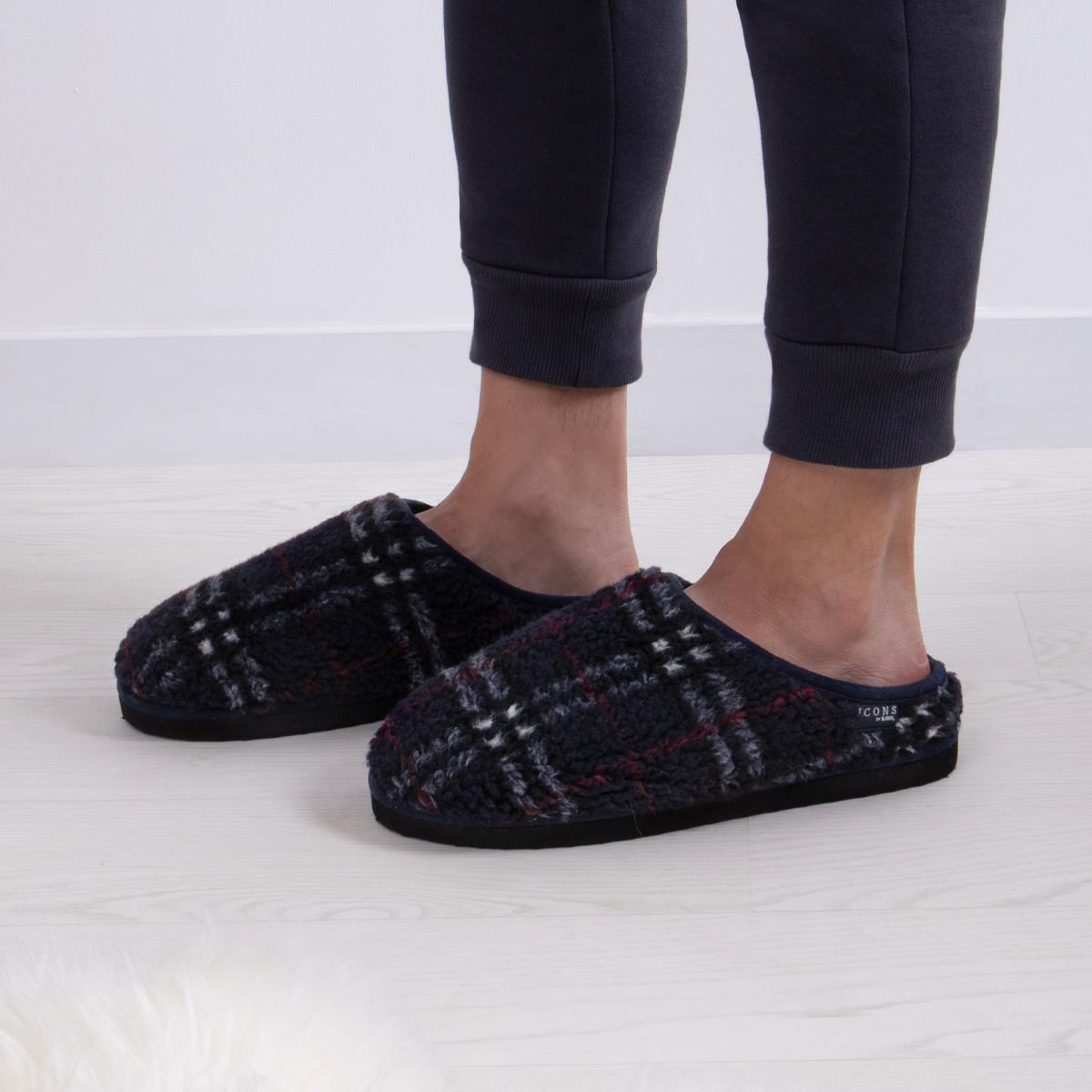 totes® Mens Icons Check Mule Slippers With EVA Sole totes ISOTONER