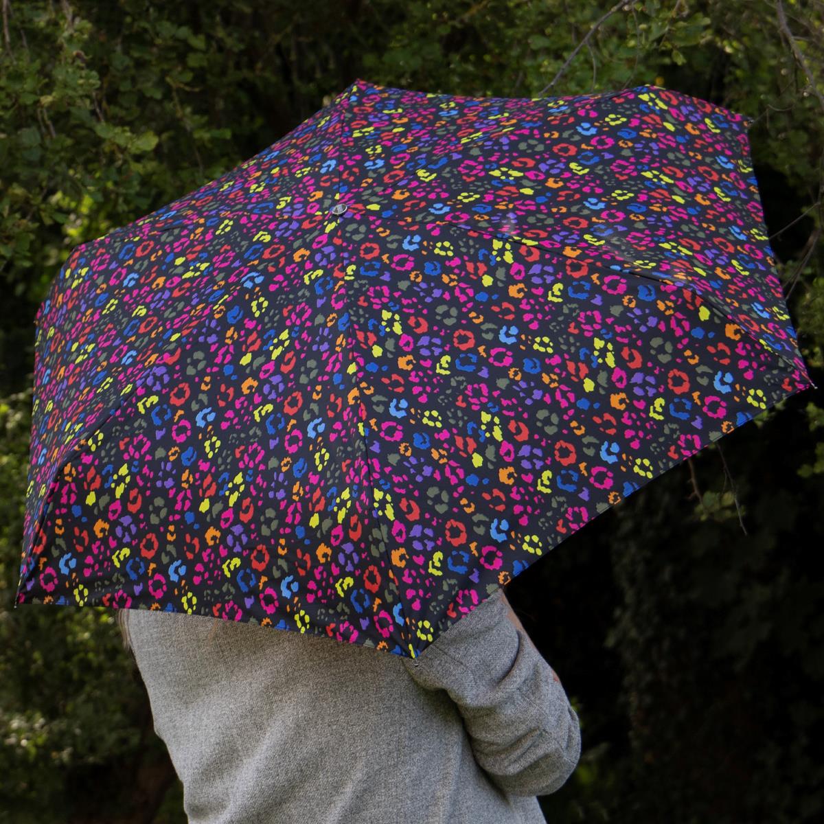 totes ECO XTRA STRONG Mini Multicolour Panther Print Umbrella (5