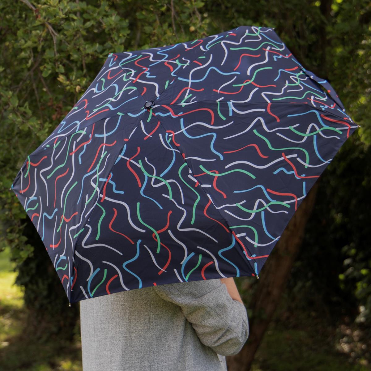 totes ECOBRELLA® Compact Round Ribbon Print Umbrella (5 Section