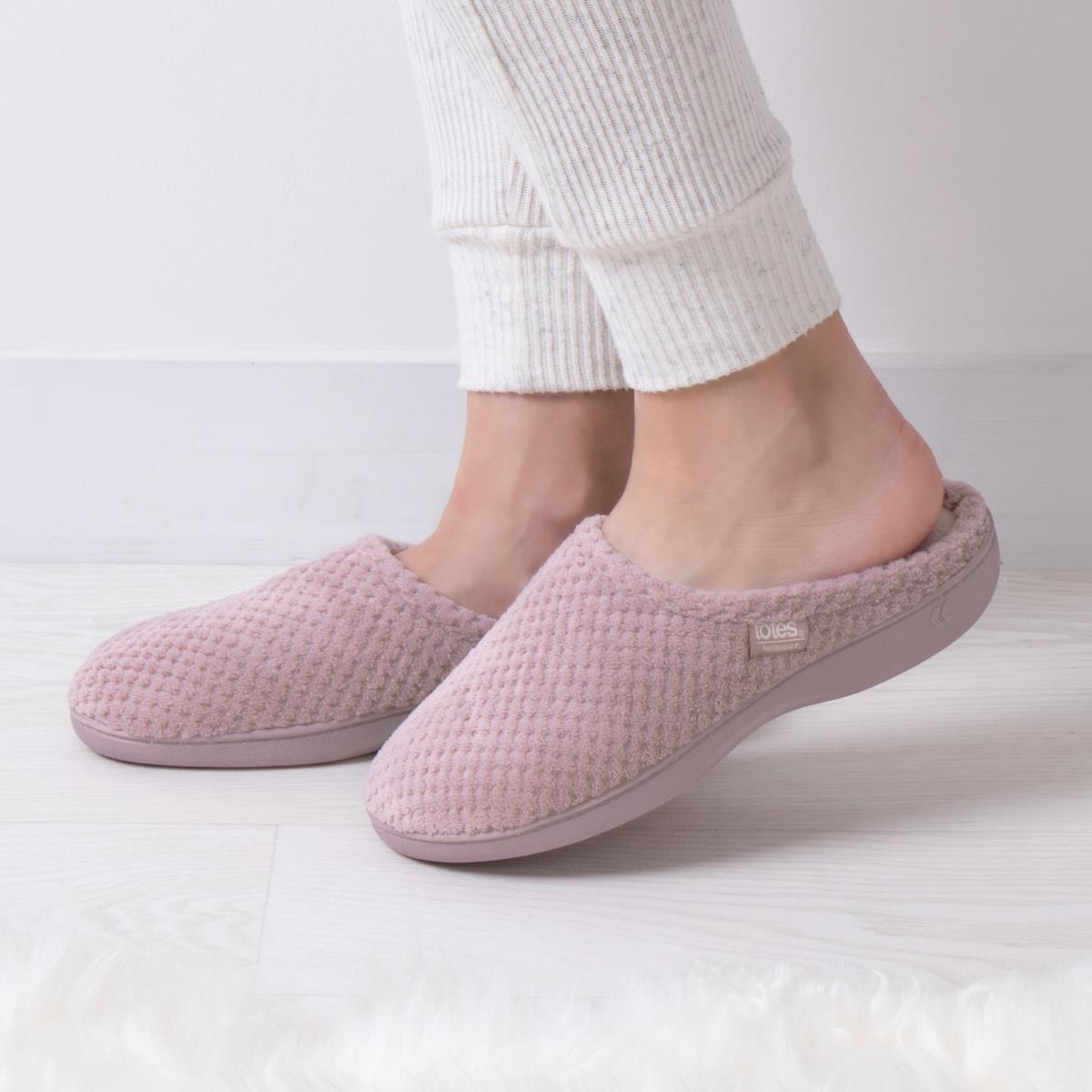 Isotoner Ladies Popcorn Terry Mule Slipper totes ISOTONER