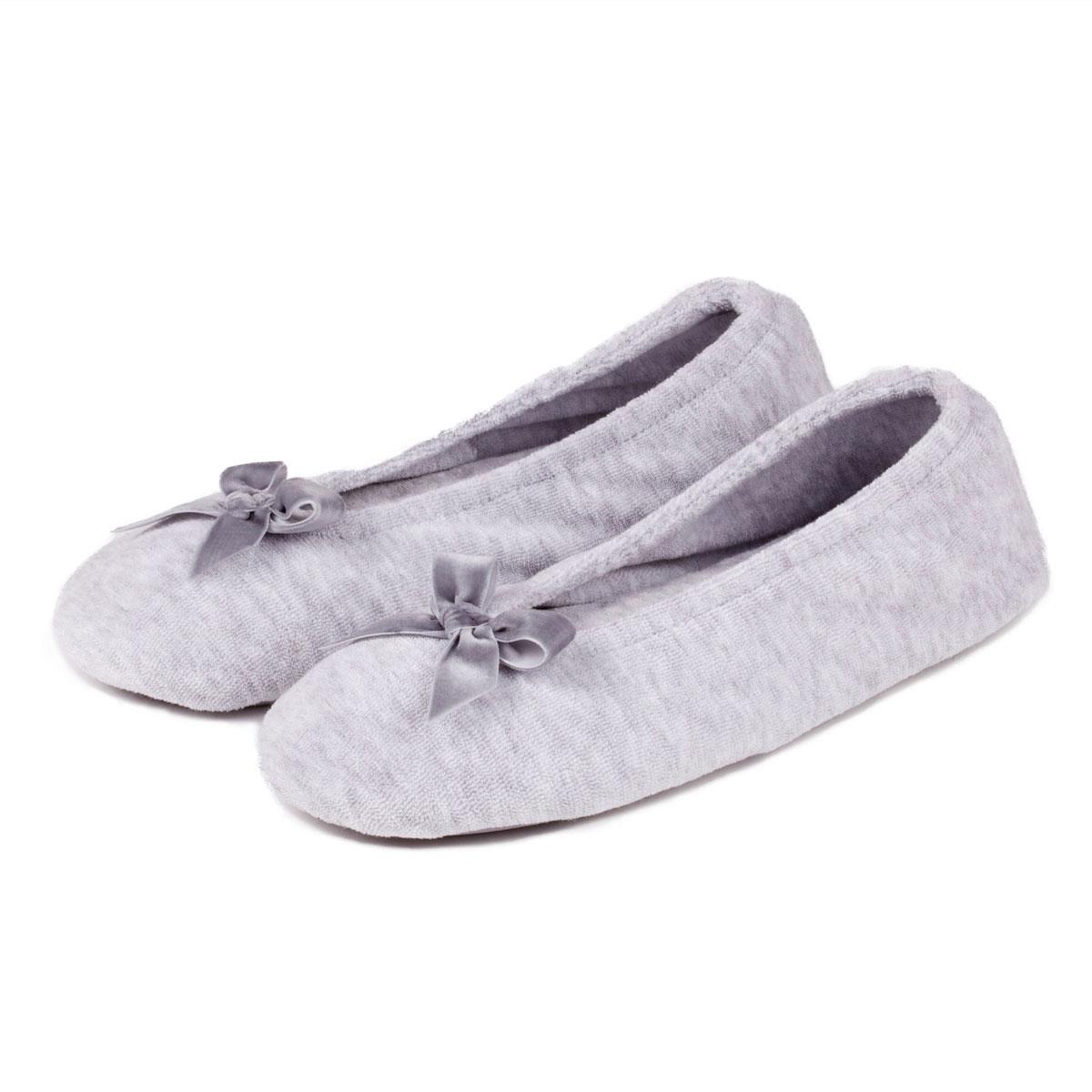 isotoner signature terry ballet flat slippers with satin bow