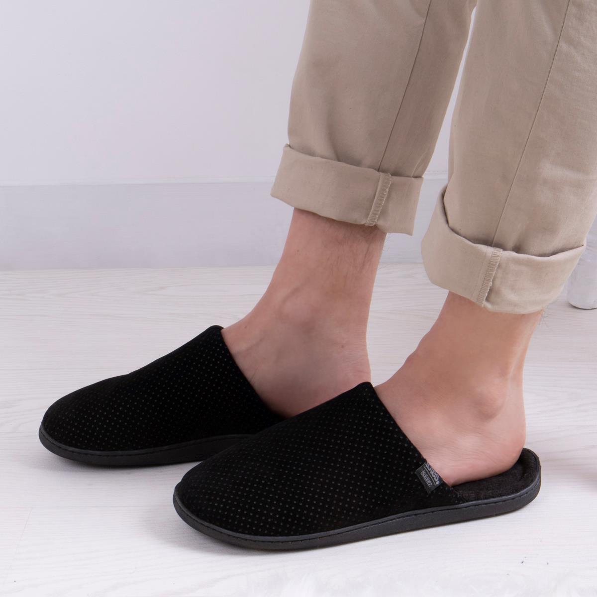 Isotoner Mens Perforated Suedette Mule Slipper totes ISOTONER