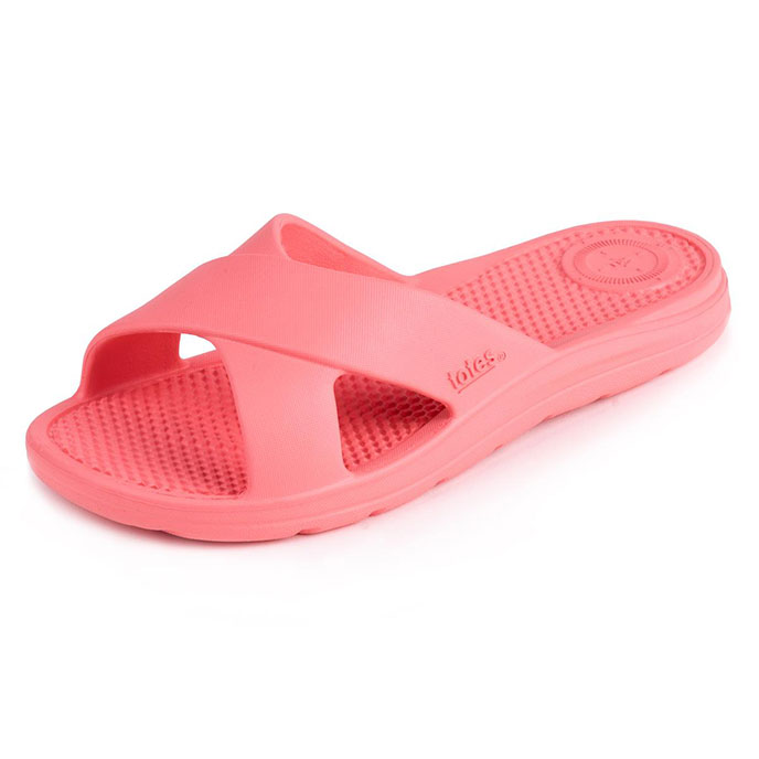 totes SOLBOUNCE Ladies Cross Slide Sugar Coral Extra Image 1